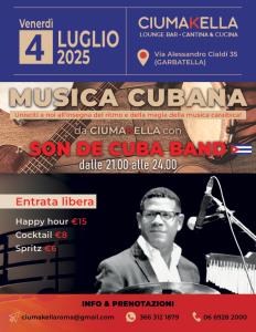 Musica Caraibica da CIUMAKELLA Ristorante a Roma Garbatella - 4 Luglio 2025 con Son de Cuba Band