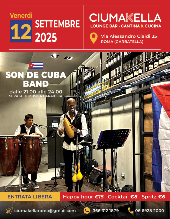 Musica Caraibica da CIUMAKELLA Ristorante a Roma Garbatella - 8 Agosto 2025 con Son de Cuba Band