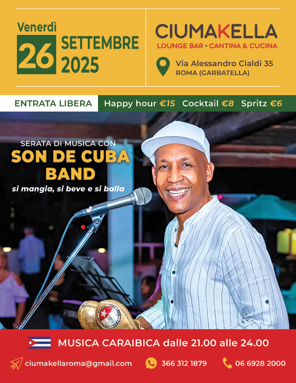 Musica Caraibica da CIUMAKELLA Ristorante a Roma Garbatella - 8 Agosto 2025 con Son de Cuba Band