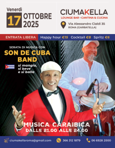 Musica Caraibica da CIUMAKELLA Ristorante a Roma Garbatella - Tutti i venerdì con Son de Cuba Band