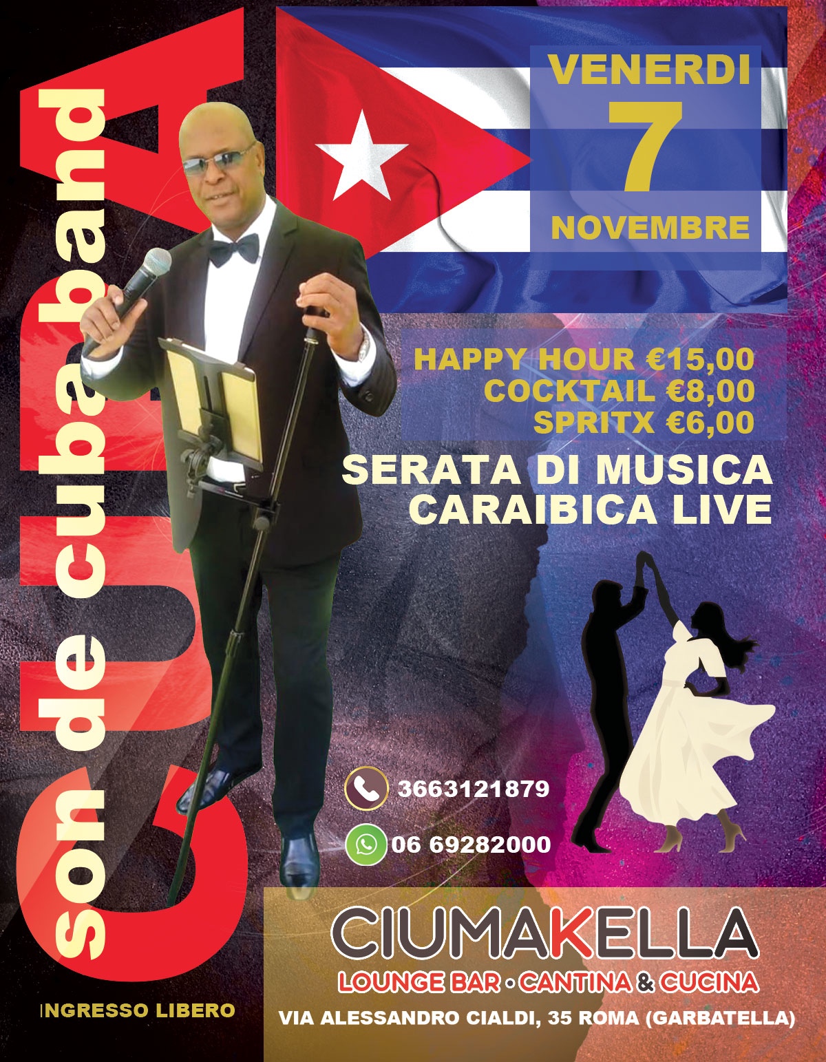 Musica Caraibica da CIUMAKELLA Ristorante a Roma Garbatella - Tutti i venerdì con Son de Cuba Band