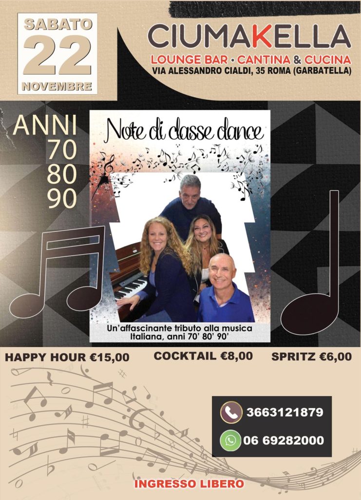 Note di Classe con musica anni 70 80 e 90 - Sabato 22 Novembre