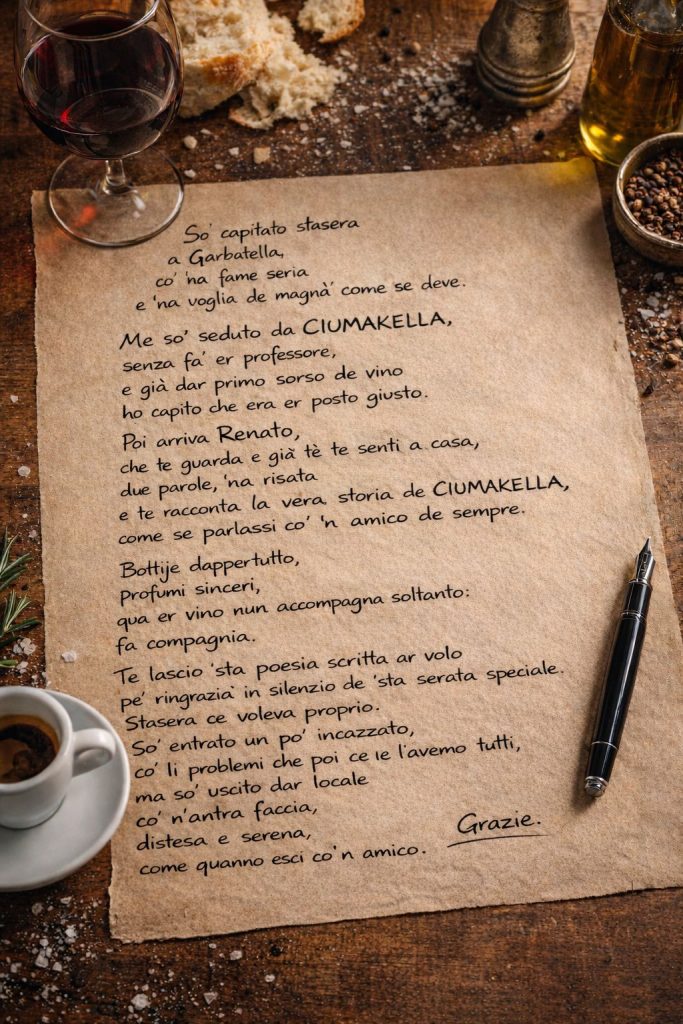 Poesia a Ciumakella ristorante con cucina romana alla Garbatella, Roma